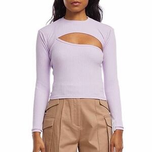 Rokh strap jersey top with sleeves in lavender